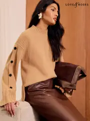 Love & Roses Camel Premium 100% Wool Knitted Jumper (E79141) | $76