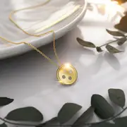 Solid 925 Sterling Silver Button Short Necklace