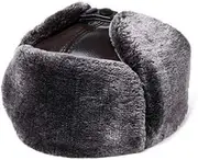 [N\\X] Winter men's fur hat thick fur bomber hat cowhide ear cover super warm men's leather hat ski hat 57-58cm dark brown cowhide, Dark brown-cowhide, 7-7 1/8