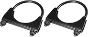 X AUTOHAUX 2 Pcs 3" Universal U-Bolt Exhaust Clamp - Car Muffer Clamps Exhaust - Stainless Steel Black