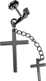 [WOFASHPURET] Cross Earrings Earing for Men Gold Hoop Earrings Studs Earrings for Men Earring Backs for Studs Earring Hooks Chain Earrings Fashion Earrings Stainless Steel Black