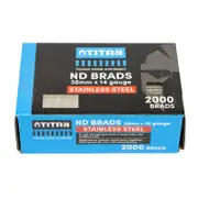 Titan 38 x 2mm Stainless Steel Striaght Collated Nail ND Brads - Pack 2000