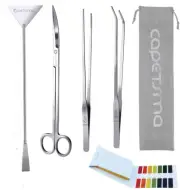 Stainless Steel Aquarium Plant Tool Set - Tweezers, Scissors, Spatula, Scrapers