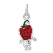 Sterling Silver Polished & Enameled Red Pepper Person Charm