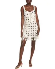 TOCCIN Brinkley Mirror Laced-Up Fringe Mini Dress