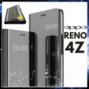 For OPPO RENO 4Z CLEAR VIEW FLIP CASE SMART BOOK MIRROR LUXURY STAND COVER 4 Z