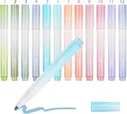 12pcs Highlighters Set，GeeRic Pastel Highlighters No Bleed Planner Pens Book Annotating Highlighters Classic Highlighter for Bible Scrapbook Journaling Supplies Planner Art Design