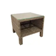FurnitureOkay Positano Wicker Outdoor Side Table - Soft Taupe