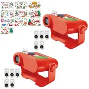 2pcs Toy Christmas Projection Christmas Theme Cartoon Light Up Toys with 5 Card