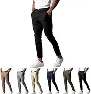 [Generic] Foueo Active Chinos Pants Men, Mens Chinos Slim Fit Stretch Skinny Tapered Dress Pants Casual Solid Trousers