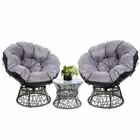 Outdoor Lounge Setting Furniture Wicker Papasan Chairs Table Patio Grey Gardeon