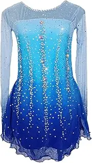 [Zagitova] Ice Figure Skating Dress for Girls Open Back Women Gradient Competition Dance Outfits with Shiny Rhinestone