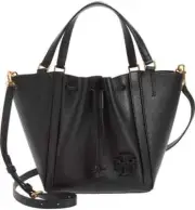 NWT TORY BURCH McGraw Dragonfly Drawstring Leather Satchel BLACK $548+tax