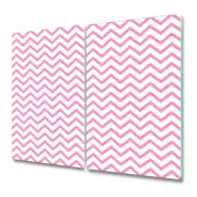 Tempered Glass Bread Board Worktop Saver Chevron zigzag pink and grey 2x30x52