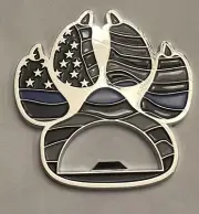 Challenge Coin Dog Paw Thin Blue Line Bottle Opener USA