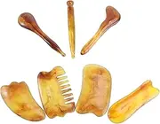 IWOWHERO 7Pcs Gua Scraping Massage Tool Multi Functional Scraping Plates for Face Body Care Includes Fish Shaped and Concave Boards Enhance Aging Benefits