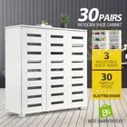 3 Doors 30 Pairs Shoe Cabinet Wooden Storage Cupboard Home Entryway Closet White