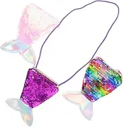 [Beavorty] 3pcs Mermaid Sequin Purse for Portable Crossbody Bags Color for Storing Coins Keys Cards and Items