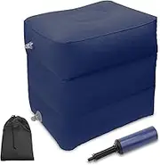 Travel Foot Rest Pillow, AHIER Inflatable Travel Leg Rest Pillow Bed for Foot Rest on Airplanes, Cars, Trains, Office to Rest on Long Flights (Deep Blue)