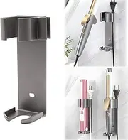 Straightener Holder, Wall Mount, Curling Iron Holder for Straighteners, Straightener Holder, No Drilling, Wall Mount, Self-Adhesive Curling Iron Holder, Hair Styling Tool Storage Organiser, Grey