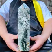 4.53LB Natural Water grass agate Obelisk Quartz Tower Crystal Wand Point Healing