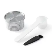 Espresso Coffee Maker Reusable Stainless Steel Coffee Capsule Filter Shell Brush
