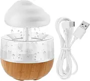 Cloud Rain Humidifier, 300ml Cloud Diffuser with Rain Sounds White Noise, 7 Colors Night Light Aromatherapy 1500 mAh Rechargeable Raindrop Essential Oil Diffuser for Home (A)