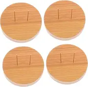 DOITOOL 4PCS Wooden Doll Display Stand with Needle Design Secure Action Figure Support Holder Elegant Crochet Doll Organizer for Home Decor and Collection