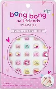 Bong Bong Non-Toxic Nail Art Stickers For Kids 3-7yo And Juniors 7+ yo - Colorful, Cute, Super Hero, Glitter - Long Lasting (30 Stickers) (3-7yo, Happy Unicorn)