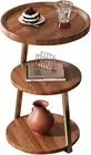 3-Tier Wooden round Modern Side Table, Metal Frame round Sofa Table, Small Space