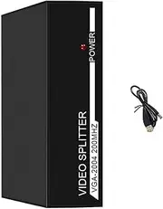 4 Way Powered VGA Splitter, 1 in 4 Out for Video Screen Duplication, Support 720P/1080P, 1 PC to 4 VGA Monitor/Projector