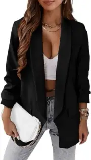KIRUNDO Blazer Long Sleeve Open Front Suit Jacket with Pockets