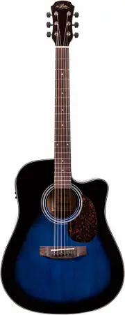 Aria ADW-01CE Dreadnought Acoustic/Electric Guitar with Cutaway, Blue Shade Gloss Finish