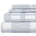 Premium Light Blue Woven 4-Piece Flannel Full Bed Sheet Set