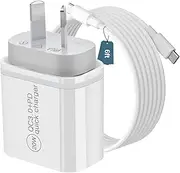 for iPhone 15 16 Fast Charger, 20W i Pad Charging Plug, USB C Charger with 2M USB C Cable, USB C Wall Chargers for i Phone 16/16 Pro/Max/15/15 Pro/15 Pro Max/15 Plus, i Pad Pro/Air/Mini