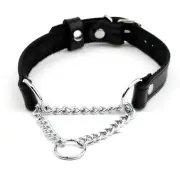 Black and Steel Martingale day collar AMARE by Mercy Industries Col46BlkSlv