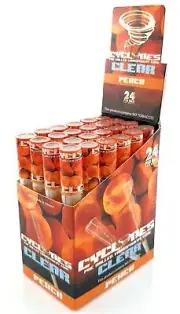 Box of 24 Cyclone Peach Clear Pre-Rolled Cones Cigarette Flavoured Tips Papers