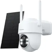 Solar Security Camera Wifi Wireless Outdoor, 360° PTZ Battery Powered Camera for