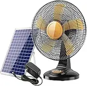 16 Inch Portable Rechargeable Solar Floor/Table Fan, Powered by Solar Panel and AC Charger Dual Input for Indoor Household, Office, Camping, Picnic Outdoors(34cm/12 6-Batteries)