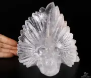 Original 6.1" Quartz Rock Crystal Carved Crystal indians Skull Sculpture