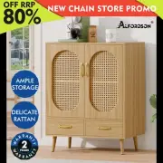 ALFORDSON Buffet Sideboard Rattan Storage Cabinet Cupboard Doors Drawers Pantry