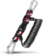 OVOVFANY Scuba Retractable Lanyard, Stainless Steel Double-Clips and Spiral Core Anti-Lost Lanyard with Quick-Release Buckle