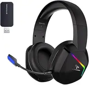 GS401 Head-Mounted Headset 2.4G Wirel Gaming Headset with Light Effect 50mm Moving Coil Unit Adjustable Microphone Black 2.4G Wirel