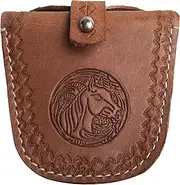 Hulara Top Grain Buff Leather Slingshot Ammo Holder Bag Storage Gun Ammo Case Brown with Belt Loop & Metal Closure Ammunition Pouch for Hunting