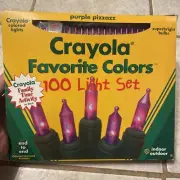 Crayola Favorite Colors 100 Light Set Purple Pizzazz Christmas String Lights NOS