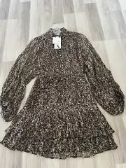 Shona Joy Leonie Ruched Mini Dress in Almond Size 2