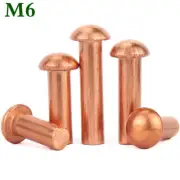 M6 Round Domed Head Solid Copper Rivets Button Head Rivets Old School Fastener
