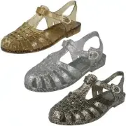 Ladies Spot On Glitter Jelly Shoes Sandals