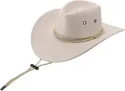[ANDRESLAD] Classic Western Cowboy Hat Wide Brim Men's Sun Hat for Hiking and Everyday Wear White