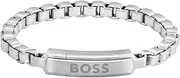 [HUGO BOSS] Men's Devon stainless steel 1580596M Link Bracelet, SILVER, One Size